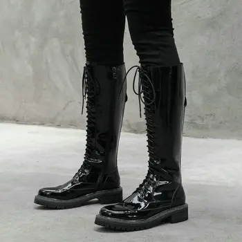 Black Luxury Genuine Leather Military Combat Boots for Women Round Toe Square Heel Knee High Boots for Woman 2019 Winter Shoes
Black Luxury Genuine Leather Military Combat Boots for Women Round Toe Square Heel Knee High Boots for Woman 2019 Winter Shoes