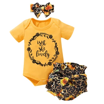 Pudcoco US Stock 3pcs Infant Baby Girls Clothes Sets Sunflowers Print Short Sleeve Romper Tops+Leopard Shorts+Headband Outfit 
Pudcoco US Stock 3pcs Infant Baby Girls Clothes Sets Sunflowers Print Short Sleeve Romper Tops+Leopard Shorts+Headband Outfit