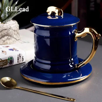 GLLead Creative Blue Tea Cup Green Ceramic Coffee Cups and Saucer 350ML Office Teacup Porcelain With Lid and Spoon Fashion Gift
GLLead Creative Blue Tea Cup Green Ceramic Coffee Cups and Saucer 350ML Office Teacup Porcelain With Lid and Spoon Fashion Gift