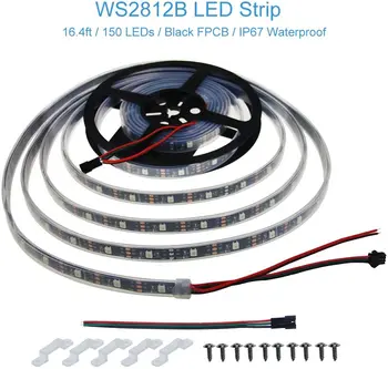 16.4ft WS2812B Individually Addressable LED Strip Light 5050 RGB SMD 150 Pixels Dream Color Waterproof IP67 Black PCB 5V DC
16.4ft WS2812B Individually Addressable LED Strip Light 5050 RGB SMD 150 Pixels Dream Color Waterproof IP67 Black PCB 5V DC