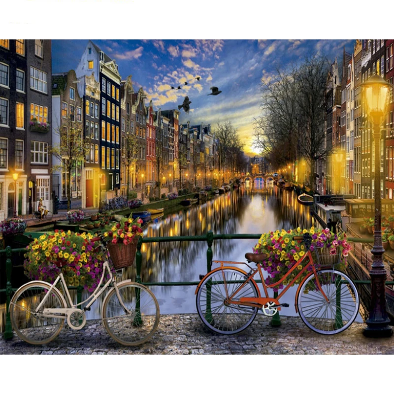 Frame Picture Diy Painting By Numbers Landscape Kit Modern Home Wall Art Unique Gift For Decors Artworks |