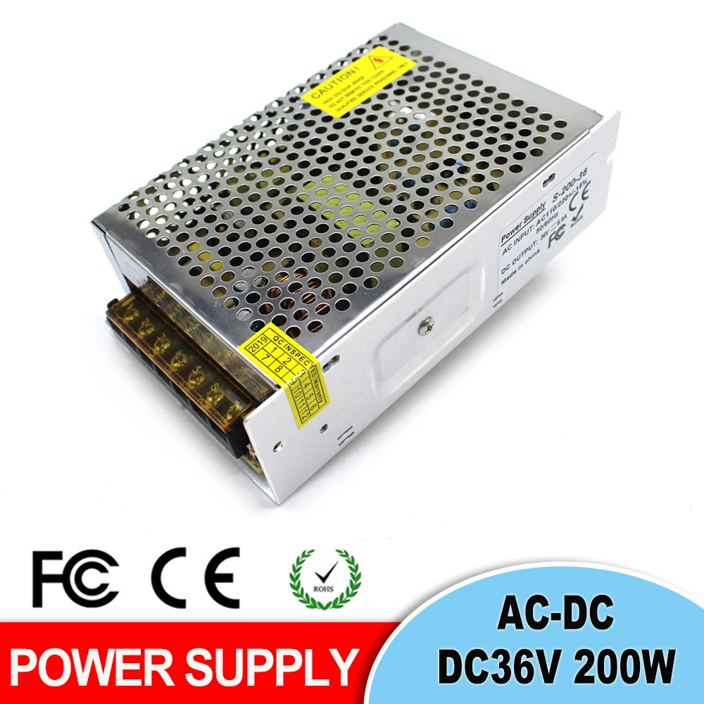 Питание DC36V 5.6A 200 Вт Светодиодный драйвер Трансформатор 110 В 220 переменного тока до