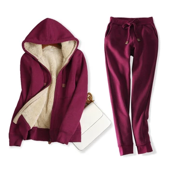 Hooded Plus Velvet Sports Suit Hoodies Women Loose Autumn Winter Lamb Thick Two Piece Warm Sweatshirt Female Hoodies 3XL K751
Hooded Plus Velvet Sports Suit Hoodies Women Loose Autumn Winter Lamb Thick Two Piece Warm Sweatshirt Female Hoodies 3XL K751