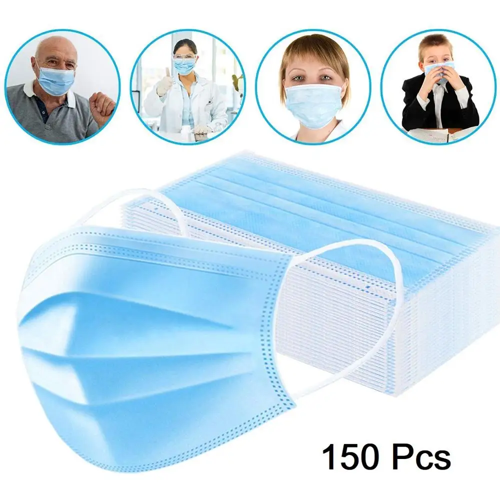150 pcs 3 Ply Disposable Face Mouth Dust Masks Breathing Safety Face Care Mask 
150 pcs 3 Ply Disposable Face Mouth Dust Masks Breathing Safety Face Care Mask