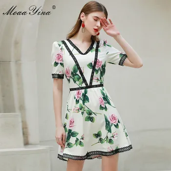 MoaaYina Fashion Designer dress Summer Women's Dress V-neck Short sleeve Floral-Print Lace Slim Elegant Dresses
MoaaYina Fashion Designer dress Summer Women's Dress V-neck Short sleeve Floral-Print Lace Slim Elegant Dresses