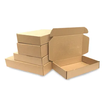 10 개 크래프트 종이 상자 자연 골판지 상자 작은 보석 포장 택배 상자 물류 비즈니스 선물 상자 15x15x 5cm/20x14x4cm