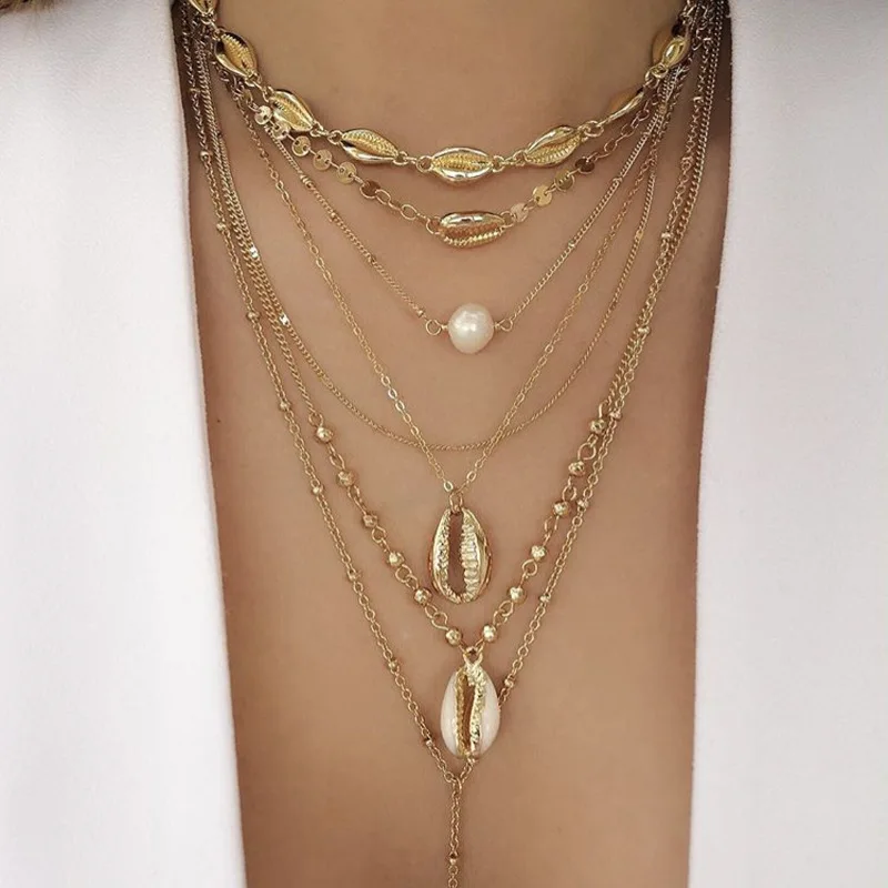 26 Style Gold Color Chain Bead Shell Choker Necklaces for Women Coin Sequin Pendant Necklace Imitation Pearl Statement Collier
26 Style Gold Color Chain Bead Shell Choker Necklaces for Women Coin Sequin Pendant Necklace Imitation Pearl Statement Collier