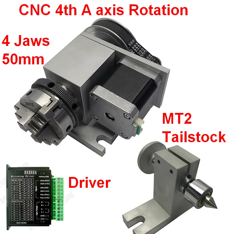 CNC A Axis Вращение 4 Челюсти Sanou K02-50 2 &quotпатрон 4-осевой вращающийся & Привод MT2