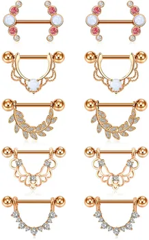 14G Nipple Rings Opal CZ Nipplerings Piercing Stainless Steel Nipple Straight Piercing Barbell for Women Girls 5pairs
14G Nipple Rings Opal CZ Nipplerings Piercing Stainless Steel Nipple Straight Piercing Barbell for Women Girls 5pairs