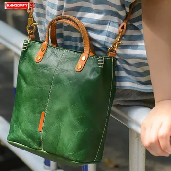 Retro Women Handbags Simple Large Capacity Bucket Bag Female 2020 New Leather Shoulder Messenger Bags The First Layer of Leather
Retro Women Handbags Simple Large Capacity Bucket Bag Female 2020 New Leather Shoulder Messenger Bags The First Layer of Leather