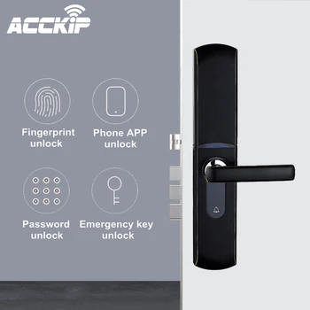 ACCKIP Smart Biometric Fingerprint Lock with Digital Password Card Key Electronic Smart Fingerprint Door Lock Work with Tuya APP
ACCKIP Smart Biometric Fingerprint Lock with Digital Password Card Key Electronic Smart Fingerprint Door Lock Work with Tuya APP