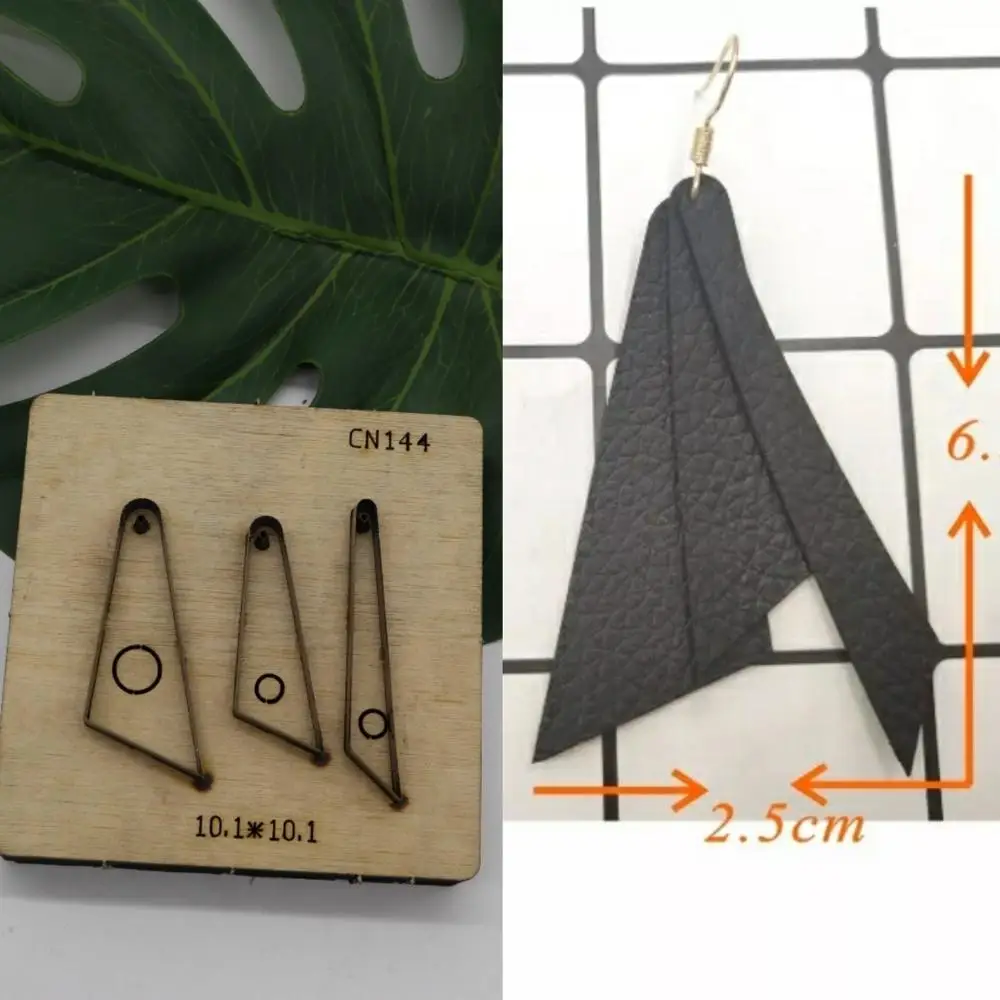herramientas para cuero leather craft template fabric cutter earring die cutting knife mould 3pcs in one hand punch tool 60x23mm | Дом и сад