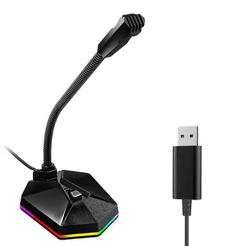 TSP201 Desktop Capacitive Microphone USB Noise Reduction Computer Microphone with RGB Light Effect for Gaming Live Streaming
TSP201 Desktop Capacitive Microphone USB Noise Reduction Computer Microphone with RGB Light Effect for Gaming Live Streaming