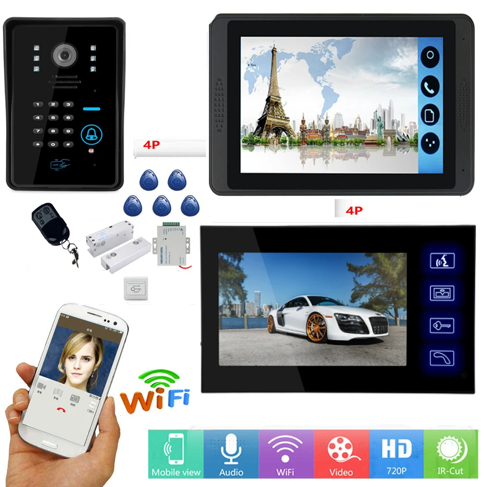 APP Control RFID Password Video Intercom 7 Inch Wifi Wireless Video Door Phone Doorbell Visual Unlock Intercom System+Door Lock
APP Control RFID Password Video Intercom 7 Inch Wifi Wireless Video Door Phone Doorbell Visual Unlock Intercom System+Door Lock
