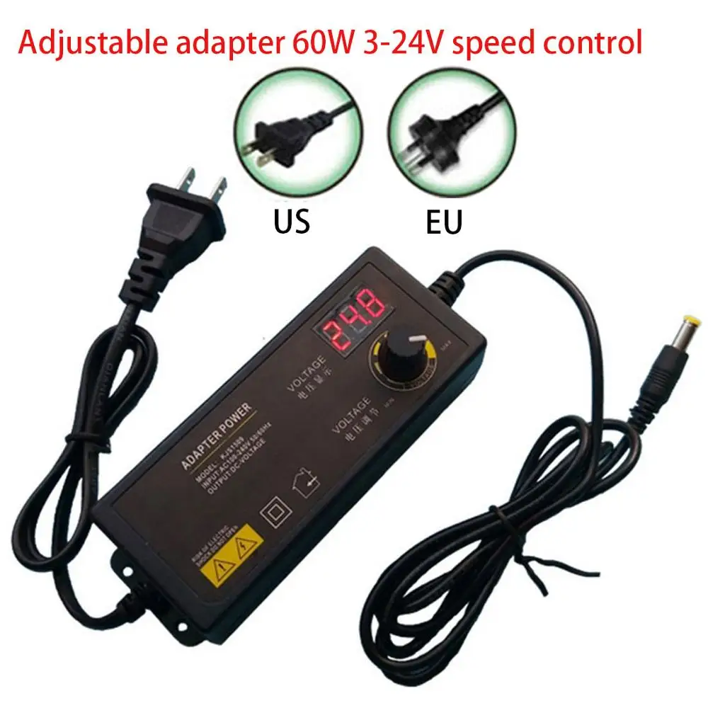 3-24V 60W Speed Control Volt AC/DC Adjustable Power Adapter Supply Display Screen US/EU Plug Chargers Accessories
3-24V 60W Speed Control Volt AC/DC Adjustable Power Adapter Supply Display Screen US/EU Plug Chargers Accessories