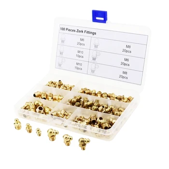 Brand New Durable 100Pcs Zerk Grease Nipple Fitting Assortment Kit M6/M8/M10
Brand New Durable 100Pcs Zerk Grease Nipple Fitting Assortment Kit M6/M8/M10