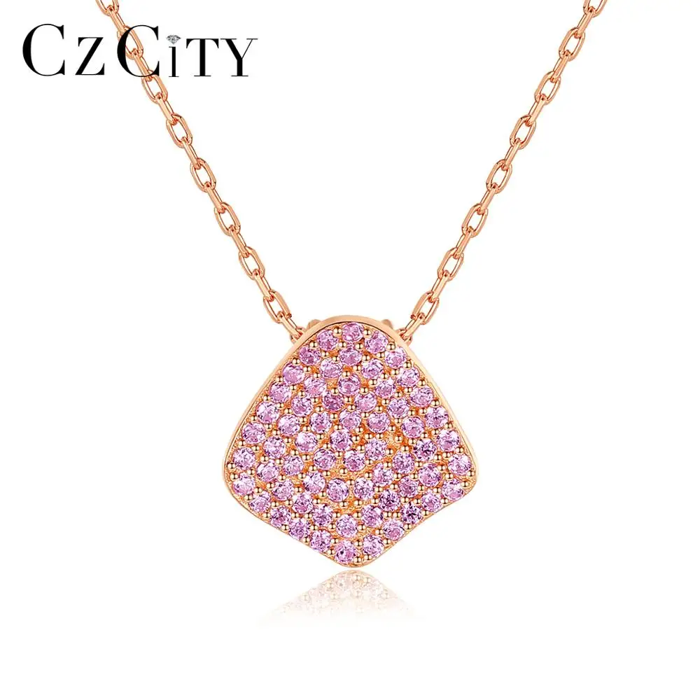 

CZCITY New 925 Sterling Silver Pendant Necklace for Women Dating 3A Cubic Zircon Fine Jewelry Romantic Necklace Collier SN-484