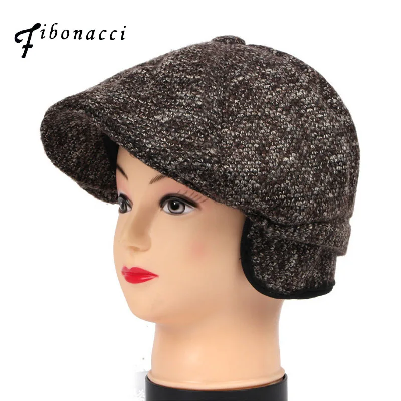 Fibonacci-Middle-aged-and-old-man-vintage-flat-cap-knitted-ear-protection-beret-plus-velvet-hat