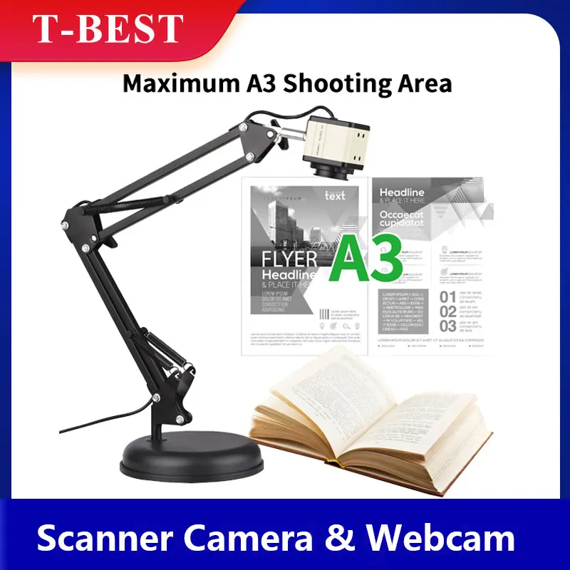 2 in 1 Document Scanner Camera & Webcam with Auto-Focus and LED Supplemental Light 8M HD A3 Scan Size for Online Teaching | Компьютеры