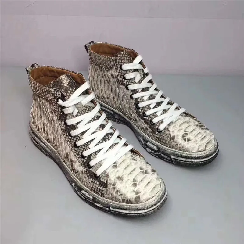 Authentic Real Python Snakeskin Soft Sole Men's Casual Sneakers Exotic Genuine Leather Male Lace-up High-lift Winter Shoes 
Authentic Real Python Snakeskin Soft Sole Men's Casual Sneakers Exotic Genuine Leather Male Lace-up High-lift Winter Shoes