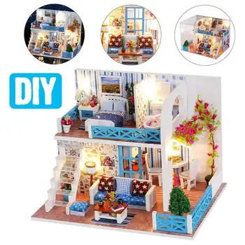 DIY Doll House Miniature Sea View Wooden Doll Houses Hut Villa Assembly Model Miniature Dollhouse Birthday Gift
DIY Doll House Miniature Sea View Wooden Doll Houses Hut Villa Assembly Model Miniature Dollhouse Birthday Gift