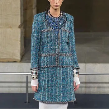 High Quality Runway Jacket Women Autumn Elegant Round Neck Single Breasted Green Tweed Jacket Coat Office Lady Overcoat B079
High Quality Runway Jacket Women Autumn Elegant Round Neck Single Breasted Green Tweed Jacket Coat Office Lady Overcoat B079