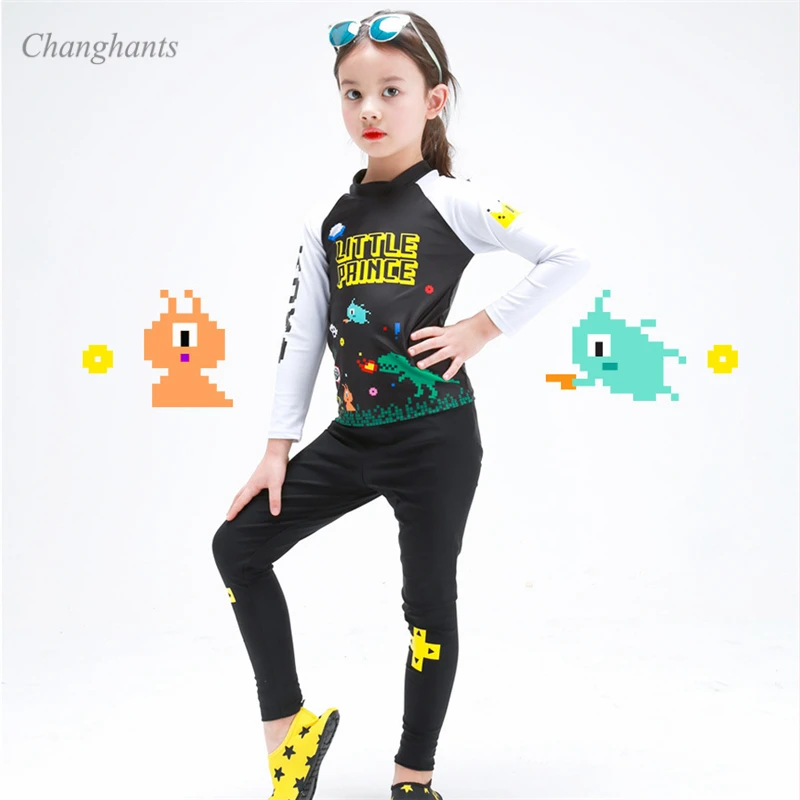 New 2-10 Y Girl Rash Guard Child Two Piece Swimwear with Long Sleeve Black Letter Flower Kid Bathing Suit Girls Surfing Wear
New 2-10 Y Girl Rash Guard Child Two Piece Swimwear with Long Sleeve Black Letter Flower Kid Bathing Suit Girls Surfing Wear