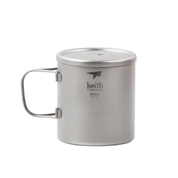 

Keith 600ml Outdoor Titanium Cup Mug Pots Double Wall Insulated Water Cup Mug Camping Picnic Water Cup Tableware Coffee Pot