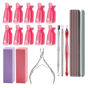 1 Set Nail Polish Remover Clip Sanding Block Cuticle Pusher File Nail Art Soak Off Cap Clips UV Gel Polish Remover Wrap Tool
1 Set Nail Polish Remover Clip Sanding Block Cuticle Pusher File Nail Art Soak Off Cap Clips UV Gel Polish Remover Wrap Tool
