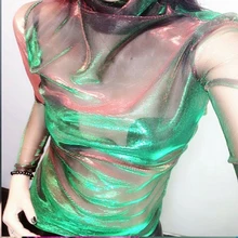 Sexy Mesh Tops Long Sleeve Woman Tshirts Female Lace Tops Transparent See Through High Neck Gradient Color club Women's Top
Sexy Mesh Tops Long Sleeve Woman Tshirts Female Lace Tops Transparent See Through High Neck Gradient Color club Women's Top