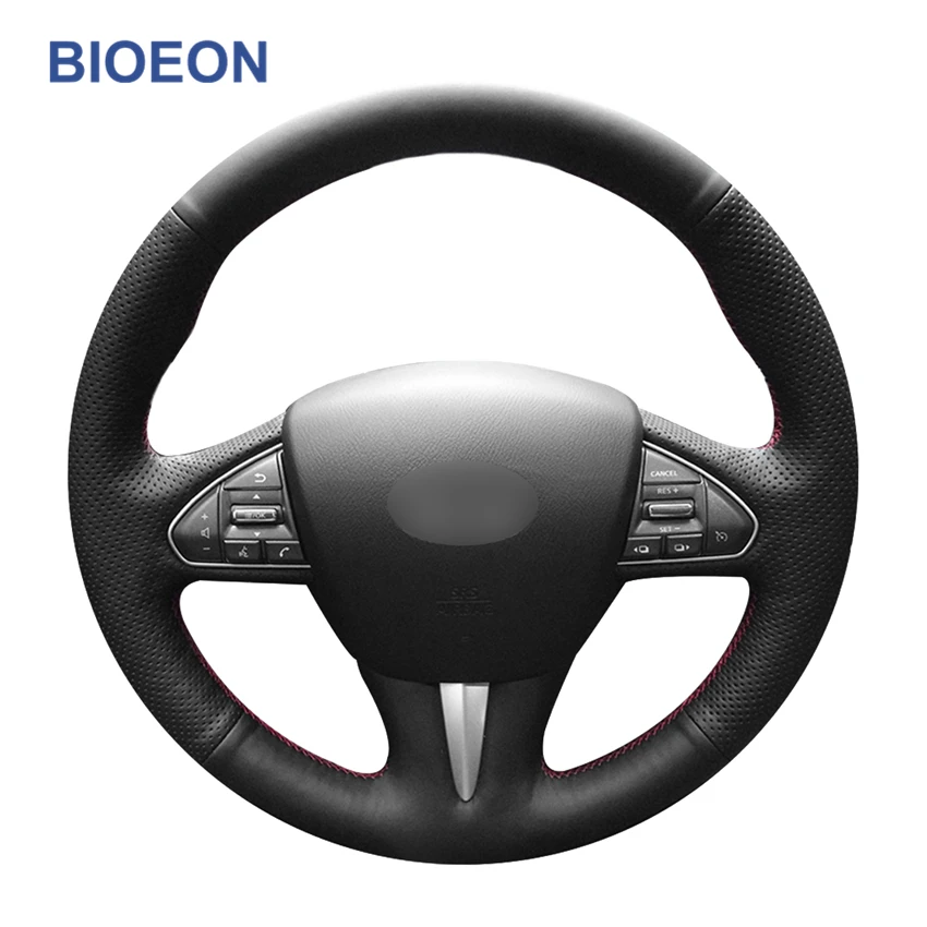 Фото Black PU Artificial Leather Car Steering Wheel Covers for Infiniti Q50 2014 2015 2016 2017 QX50 | Автомобили и мотоциклы