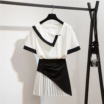 2020 Summer Two piece set V-neck blouse crop top and patchwork pleated skirt set korean skirt and top set clothes for women
2020 Summer Two piece set V-neck blouse crop top and patchwork pleated skirt set korean skirt and top set clothes for women