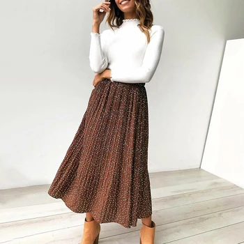 Women Pleated Skirt Ruffled Elastic Waist Dot Print Skirt Autumn Long Loose Thin Section Skirt For Women
Women Pleated Skirt Ruffled Elastic Waist Dot Print Skirt Autumn Long Loose Thin Section Skirt For Women