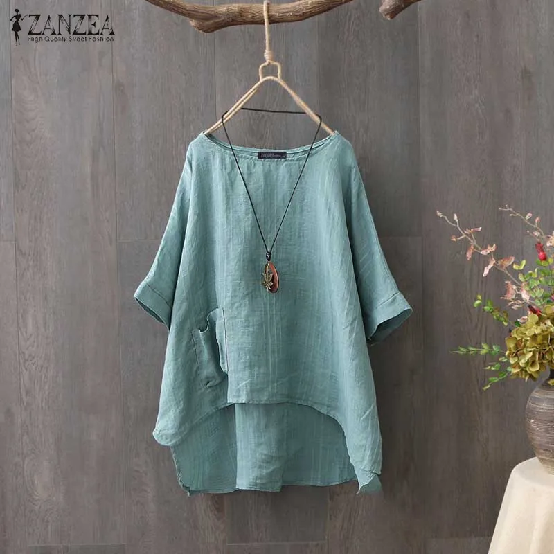 2019 Summer Solid Shirts ZANZEA Casual Short Sleeve Blouse Vintage Cotton Irregular Blusas Women Work Loose Tunic Tops Femme
2019 Summer Solid Shirts ZANZEA Casual Short Sleeve Blouse Vintage Cotton Irregular Blusas Women Work Loose Tunic Tops Femme