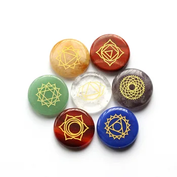 7 PCS Chakra Stones with Amethyst 2.5MM Engraved Symbols Polished Palm Stone Reiki Crystal Healing Natural Stone Divination
7 PCS Chakra Stones with Amethyst 2.5MM Engraved Symbols Polished Palm Stone Reiki Crystal Healing Natural Stone Divination