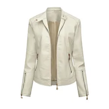 Elegant Slim Fit Women Leather Zipper Long Sleeve Jackets Button Solid Color Casual Street Style Outwear Stand Collar Coats
Elegant Slim Fit Women Leather Zipper Long Sleeve Jackets Button Solid Color Casual Street Style Outwear Stand Collar Coats