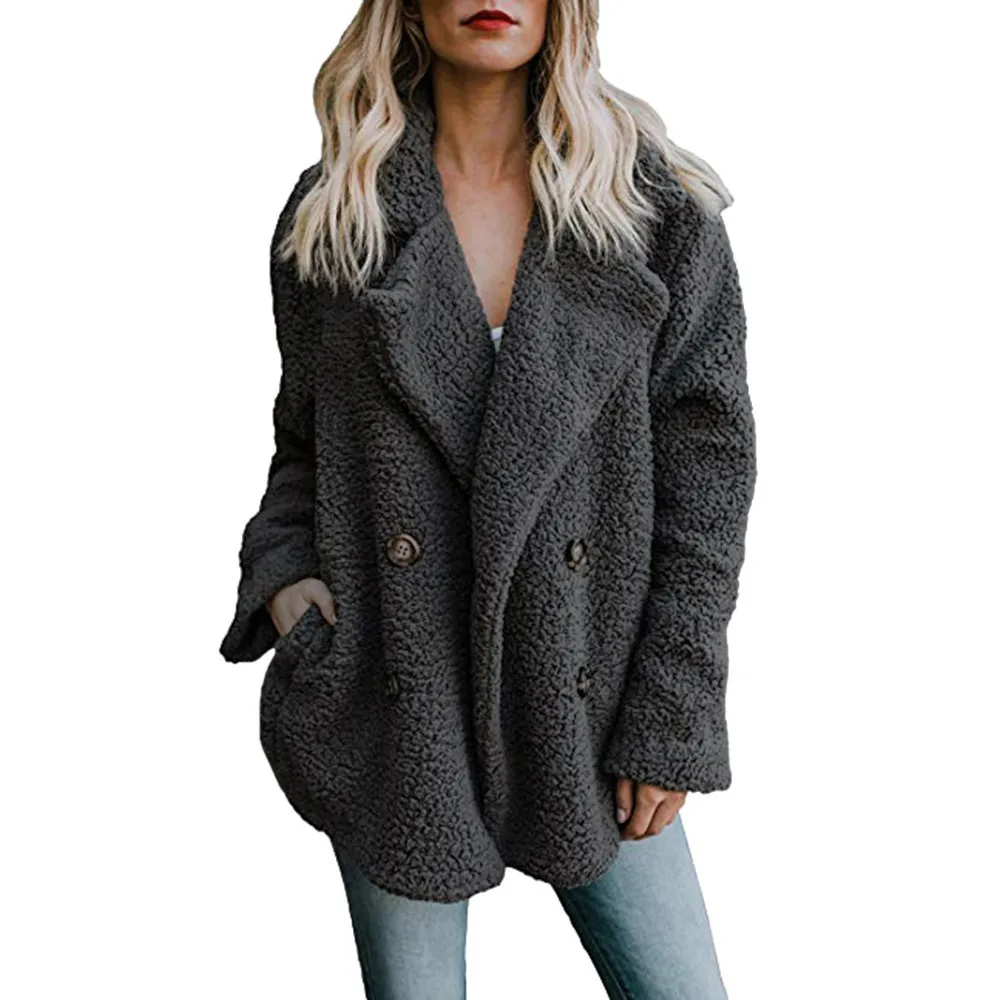 New Solid Coat Women Autumn Winter Wide Lapel Loose Warm Outwear Female Casual Jumper Ladies Loose Blend Coat With Faux fur 
New Solid Coat Women Autumn Winter Wide Lapel Loose Warm Outwear Female Casual Jumper Ladies Loose Blend Coat With Faux fur