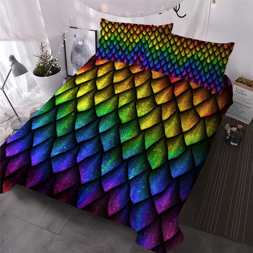 HM Life Duvet Cover Sets Dragon Scales Quilt Cover Rainbow Bedding Set Luxury Queen Colorful 3 Pieces Fashion Bed Clothes
HM Life Duvet Cover Sets Dragon Scales Quilt Cover Rainbow Bedding Set Luxury Queen Colorful 3 Pieces Fashion Bed Clothes