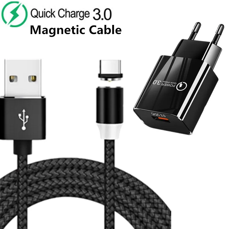 Быстрое зарядное устройство QC 3 0 магнитный кабель Micro USB Тип C для iPhone 8 plus Samsung A71 S10