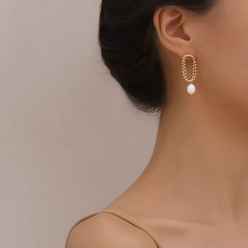 GHIDBK Fashion Simple Baroque Natural Freshwater Pearls Layering Beaded Chain Stud Earrings Street Style Stainless Steel Jewelry
GHIDBK Fashion Simple Baroque Natural Freshwater Pearls Layering Beaded Chain Stud Earrings Street Style Stainless Steel Jewelry