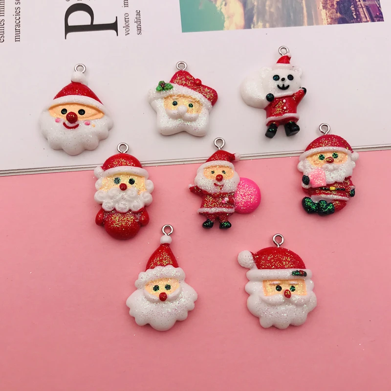 

10pcs Hot Selling New Kawaii Resin Cute Christmas Santa Claus Charm for Keychain, Earring, Scrapbooking, DIY Making, Necklace