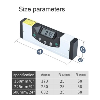 Digital Laser Level Ruler 150- 600mm Professional Infrared Protractor Digital Display Angle Meter Electronic Laser Spirit Level
Digital Laser Level Ruler 150- 600mm Professional Infrared Protractor Digital Display Angle Meter Electronic Laser Spirit Level