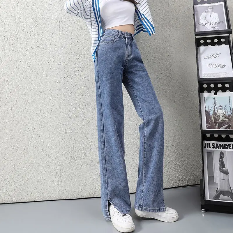 Vintage Straight Pants Chic Baggy Jeans Women High Waist 2022 Spring Split Patch Design Denim Trousers Black Solid Jean 906
Vintage Straight Pants Chic Baggy Jeans Women High Waist 2022 Spring Split Patch Design Denim Trousers Black Solid Jean 906