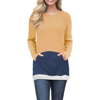 2019 Women Sweatshirt Autumn Constrast Color Wild Long Sleeve Pullovers O-Neck Pocket Sweatshirts TopsW2
2019 Women Sweatshirt Autumn Constrast Color Wild Long Sleeve Pullovers O-Neck Pocket Sweatshirts TopsW2