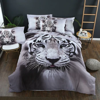 3D White tiger print Duvet Cover with Pillowcase Set Zipper Closure Single Double Full Queen King Size Kids Duvet Cover 
3D White tiger print Duvet Cover with Pillowcase Set Zipper Closure Single Double Full Queen King Size Kids Duvet Cover