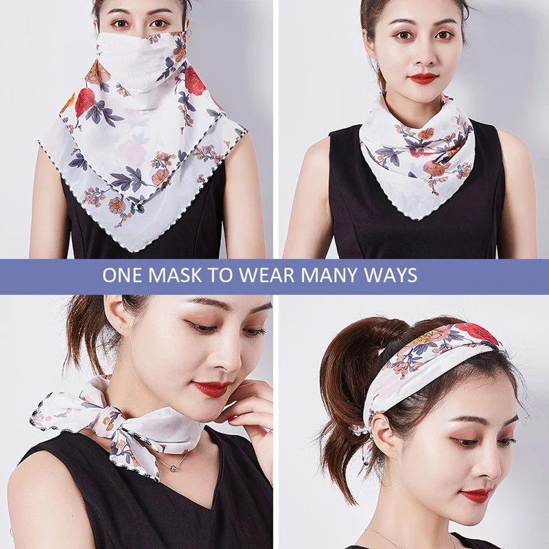 Hot Sunblock triangular-Shaped scarf over neck scarf for women summer ear-hanging scarf thin veil over face scarf