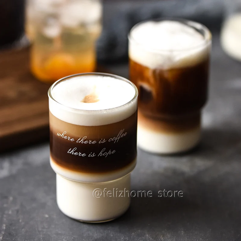 Creativity can stack glass latte cup home breakfast milk cup high temperature resistant glass water cup can be microwave
Creativity can stack glass latte cup home breakfast milk cup high temperature resistant glass water cup can be microwave
