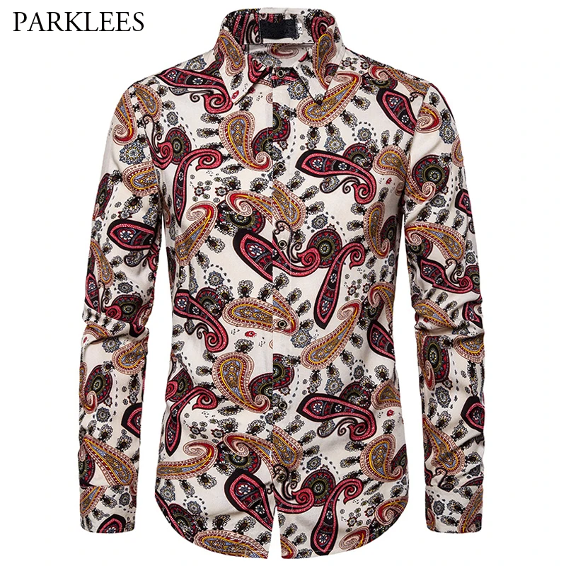 Cashew Flower Print Shirt Men's New Fashion Bar Host Nightclub Sexy Design Men's Casual Slim Fit Lapel Long-Sleeve Dress Shirt 
Cashew Flower Print Shirt Men's New Fashion Bar Host Nightclub Sexy Design Men's Casual Slim Fit Lapel Long-Sleeve Dress Shirt