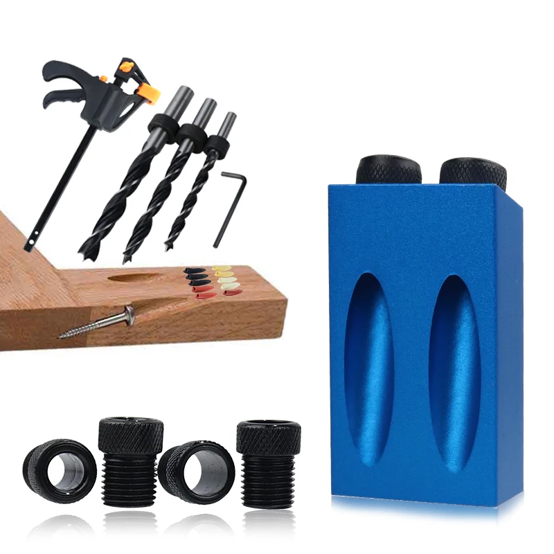 Woodworking Oblique Hole Locator Drill Bits Pocket Hole Jig Kit 15 Degree Angle Drill Guide Set Hole Puncher DIY Carpentry Tools
Woodworking Oblique Hole Locator Drill Bits Pocket Hole Jig Kit 15 Degree Angle Drill Guide Set Hole Puncher DIY Carpentry Tools