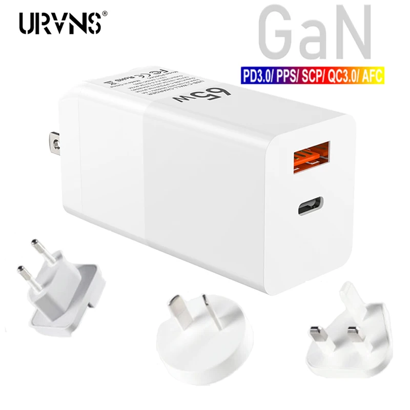 URVNS GaN 65W 2-Port Wall Charger PD 3.0 USB Fast Charging Power Delivery Adapter for MacBook iPad Pro, iPhone 11, Galaxy S9 S10
URVNS GaN 65W 2-Port Wall Charger PD 3.0 USB Fast Charging Power Delivery Adapter for MacBook iPad Pro, iPhone 11, Galaxy S9 S10